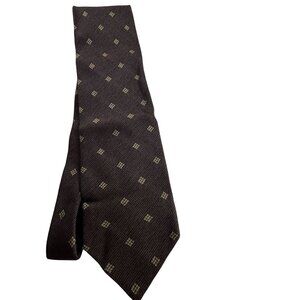 Giorgio Armani Collezioni Mens Tie Brown Geometric Pattern Made in Italy Classic